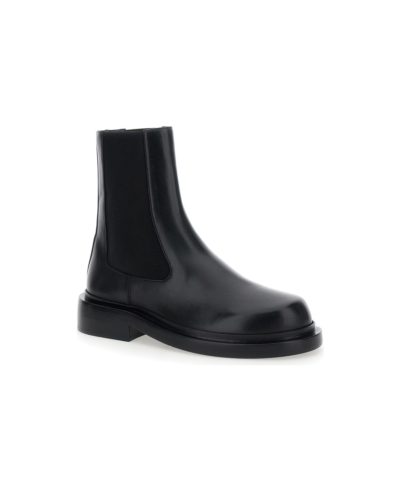 Jil Sander Black Boots With Elastic Side Pannels In Leather Woman - Black