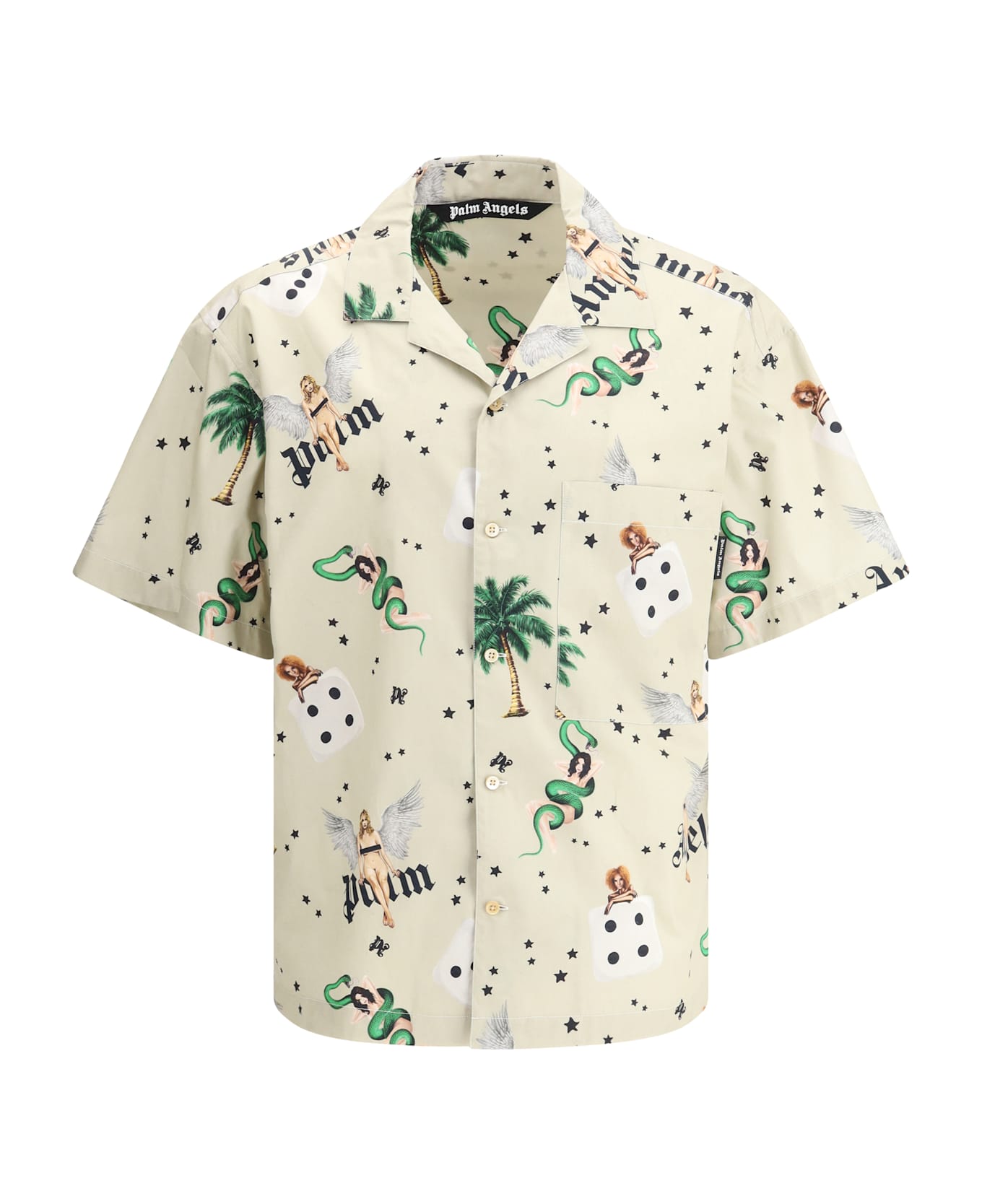 Palm Angels Pin Up Bowling Shirt - Ivory - Multicolor