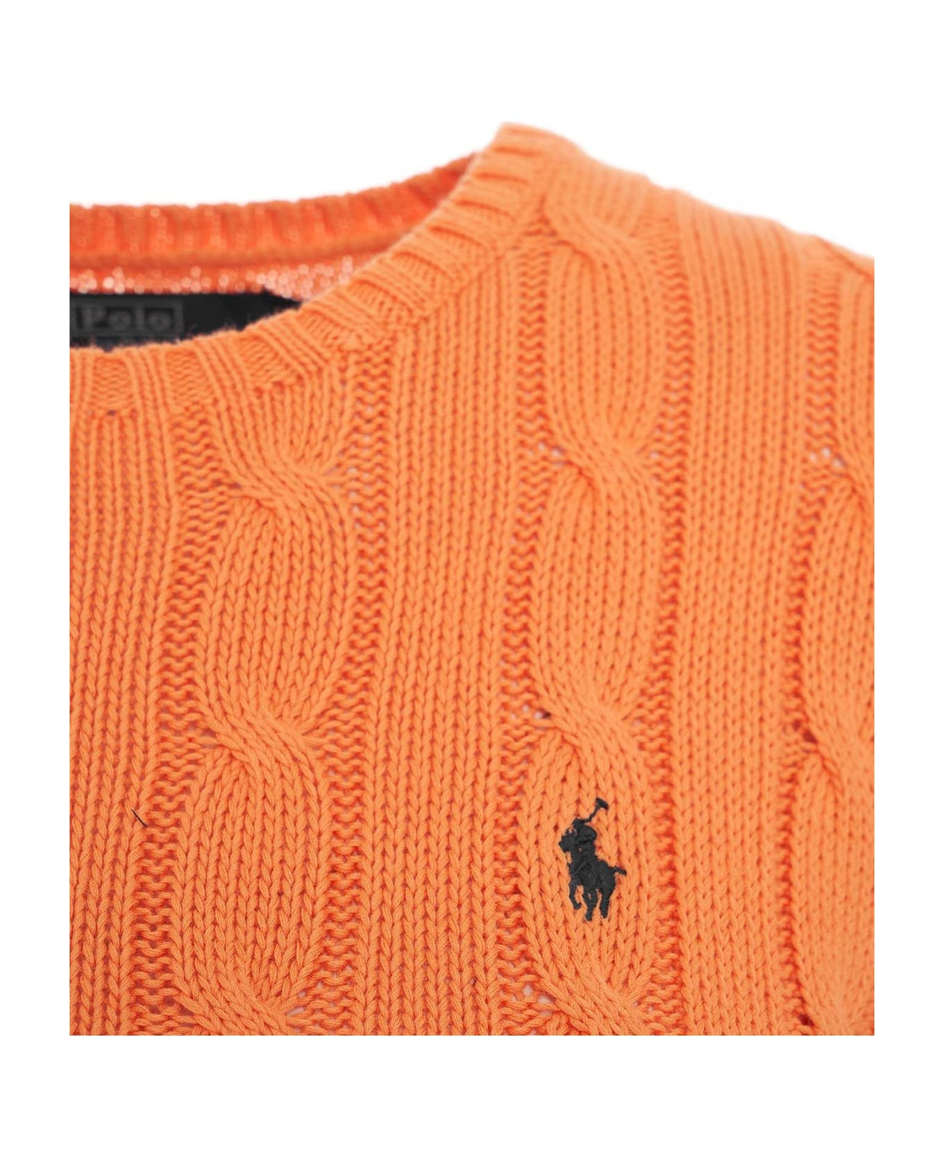 Ralph Lauren Pony Embroidered Crewneck Jumper - sun orange