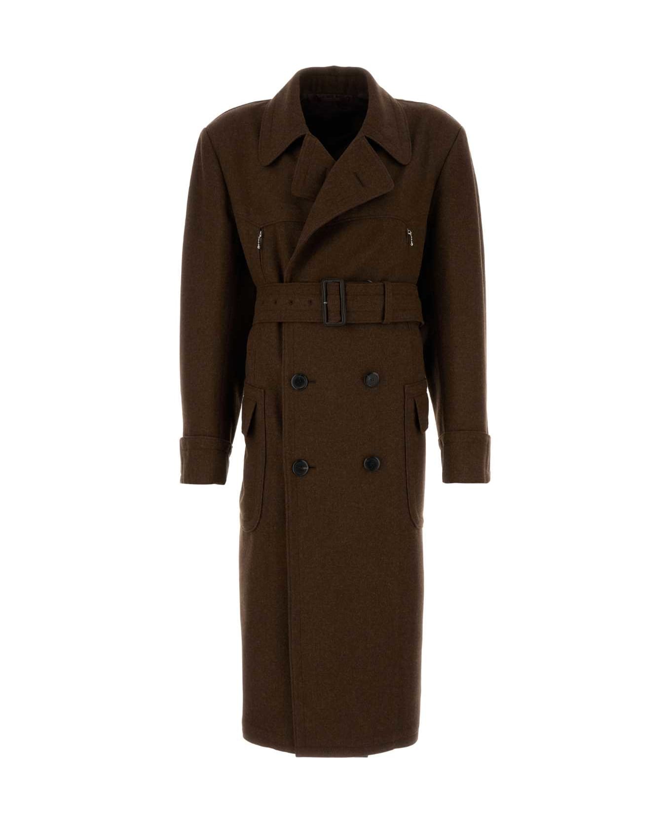 Prada Brown Wool Coat - TABACCO