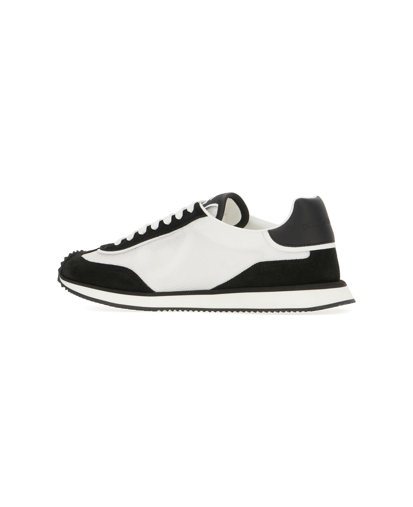 Dolce & Gabbana Two-tone Suede And Mesh Dg Aria Sneakers - WHITE BLACK