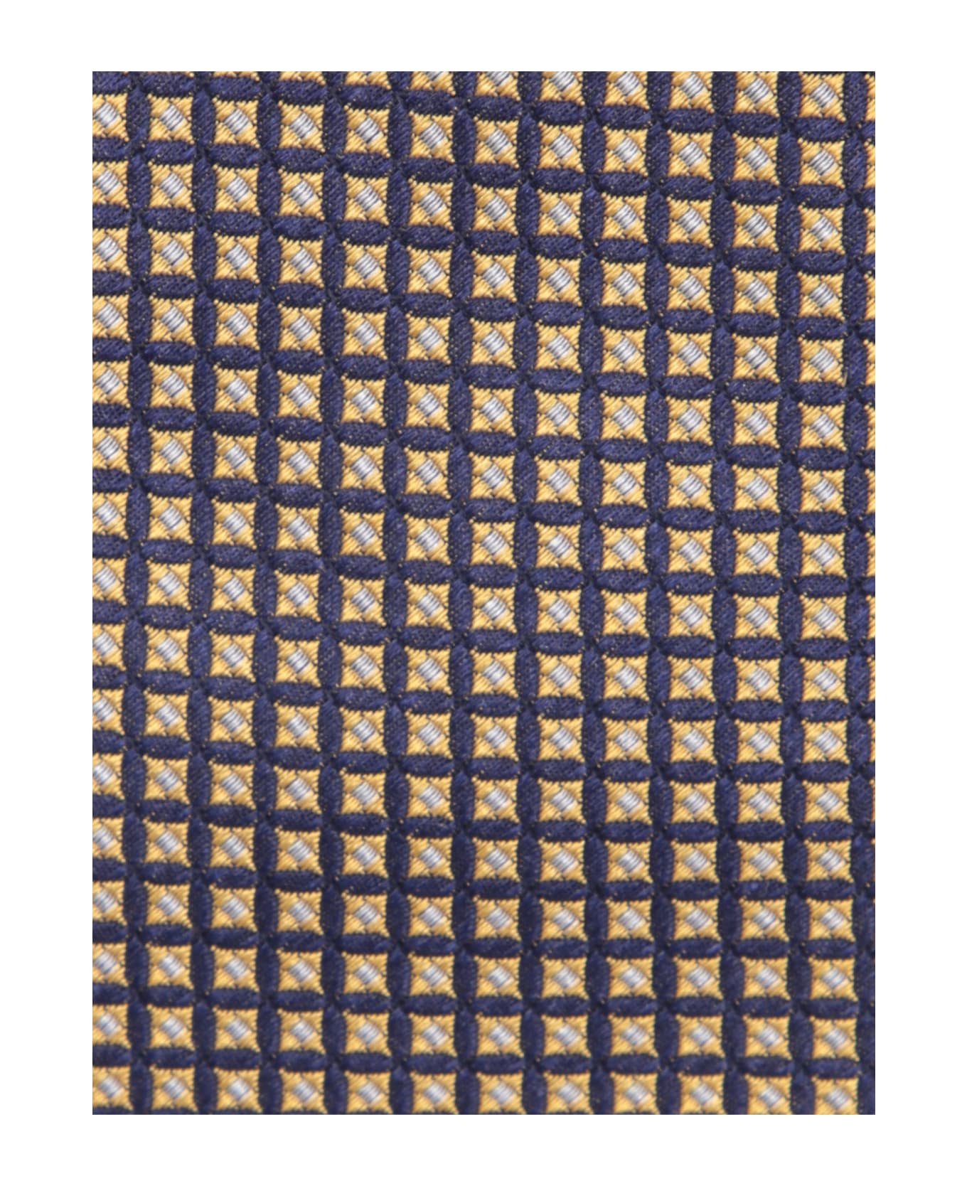 Canali Geometric Silk Tie In Yellow - Yellow