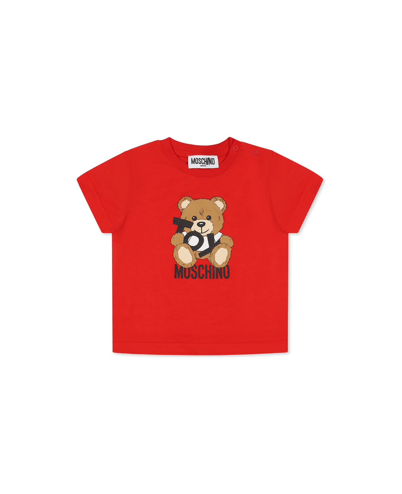 Moschino Red T-shirt For Babykids With Teddy Bear - Red