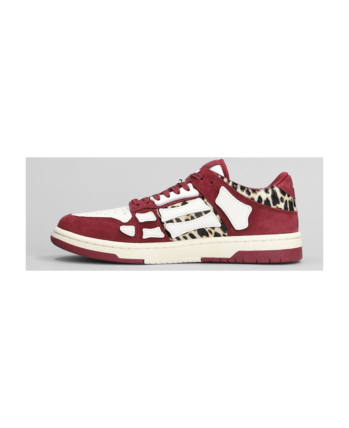 AMIRI Leopard Skel Top Low Sneakers In Bordeaux Leather - bordeaux