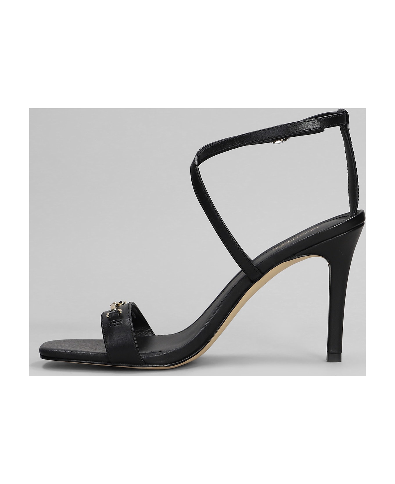 Michael Kors Lena Sandals In Black Leather - black