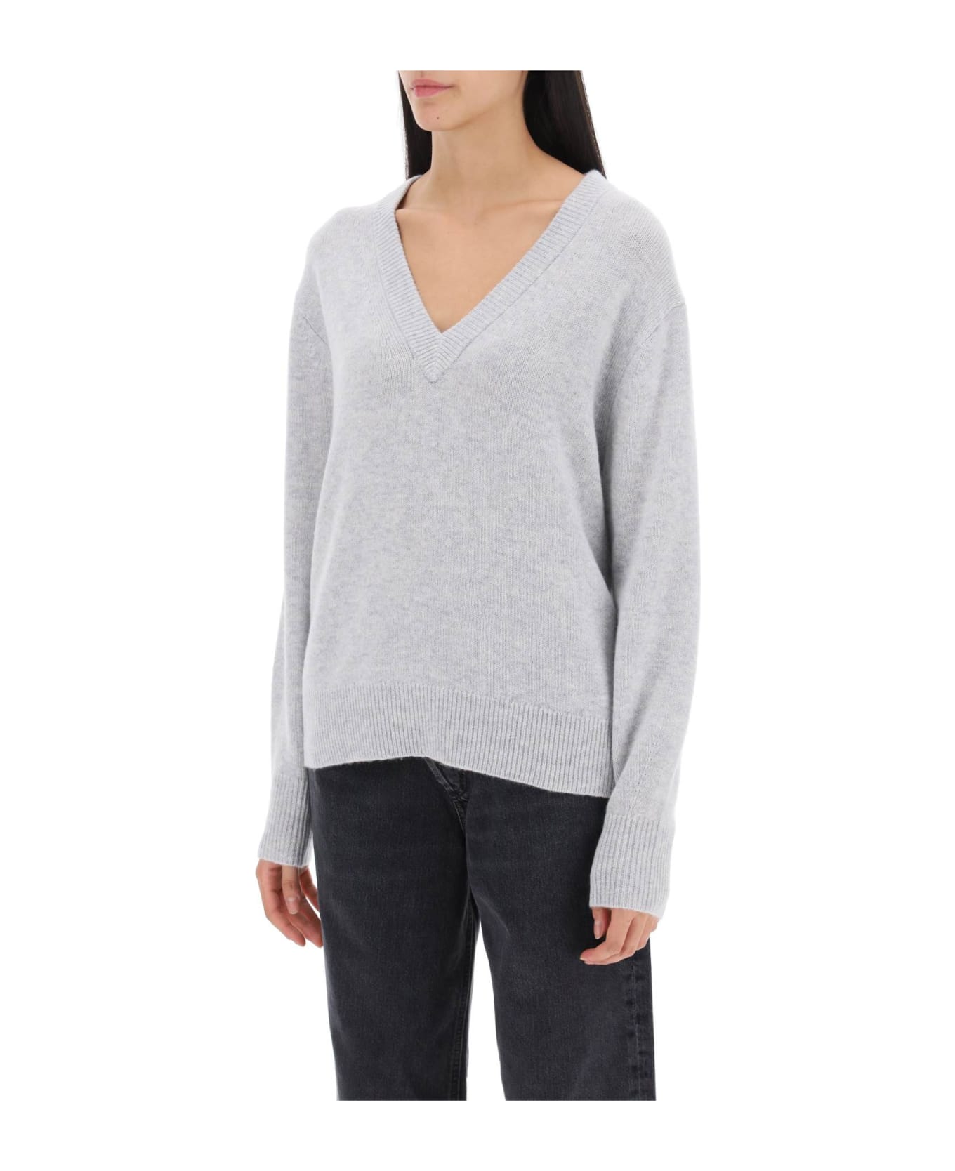 Guest in Residence The V Cashmere Sweater - STONE (Grey)
