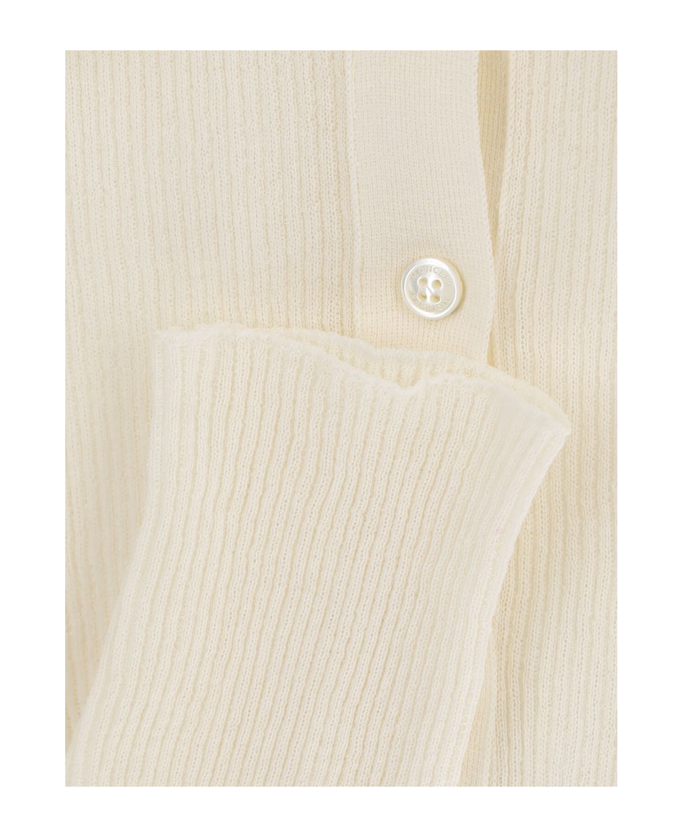 Moncler Logo Ribbed Top - Cream