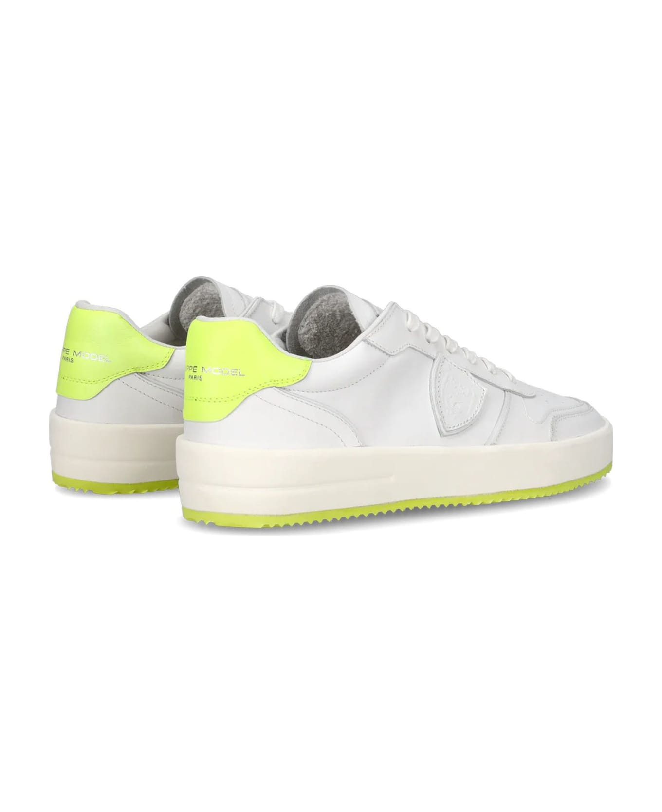 Philippe Model Nice Sneaker White And Neon Yellow - White スニーカー