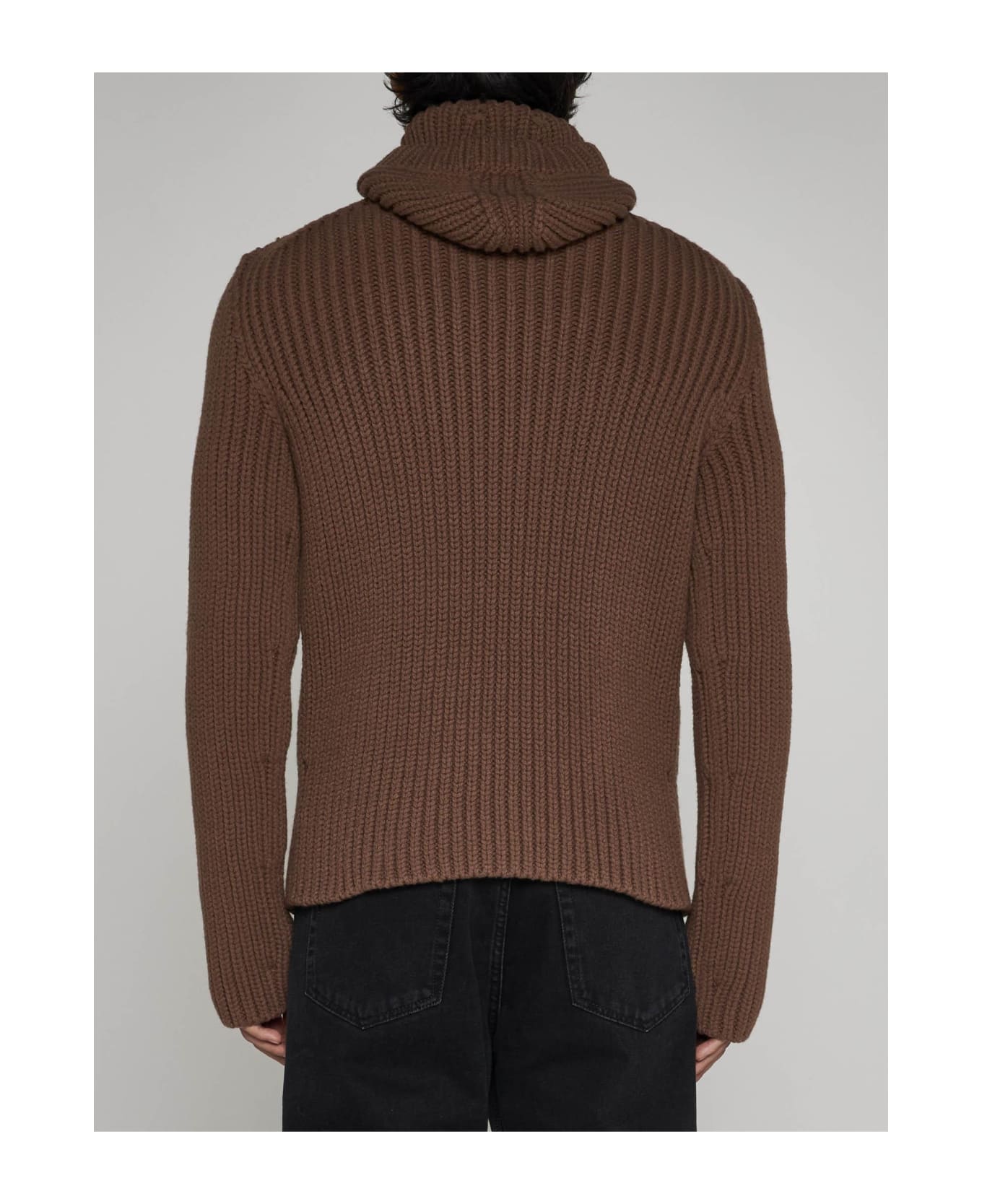 Lanvin Wool And Cashmere Hooded Sweater - Chestnut