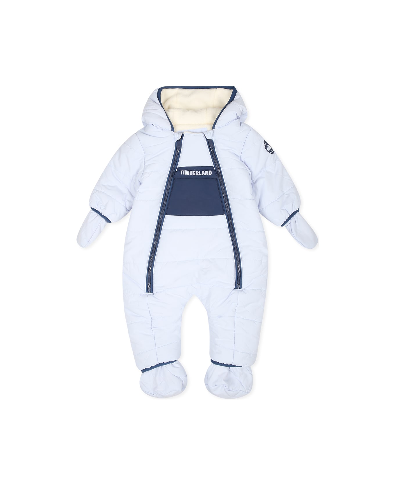 Timberland Light Blue Down Jacket For Baby Boy With Logo - Light Blue