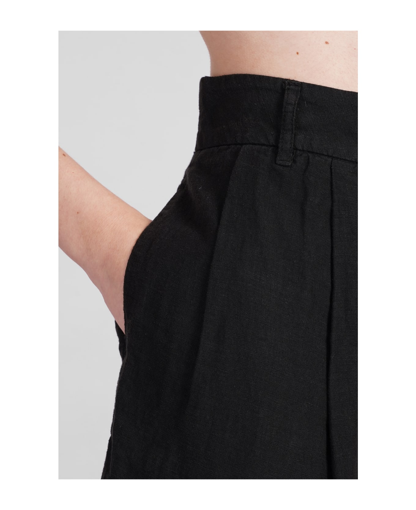 120% Lino Shorts In Black Linen - black