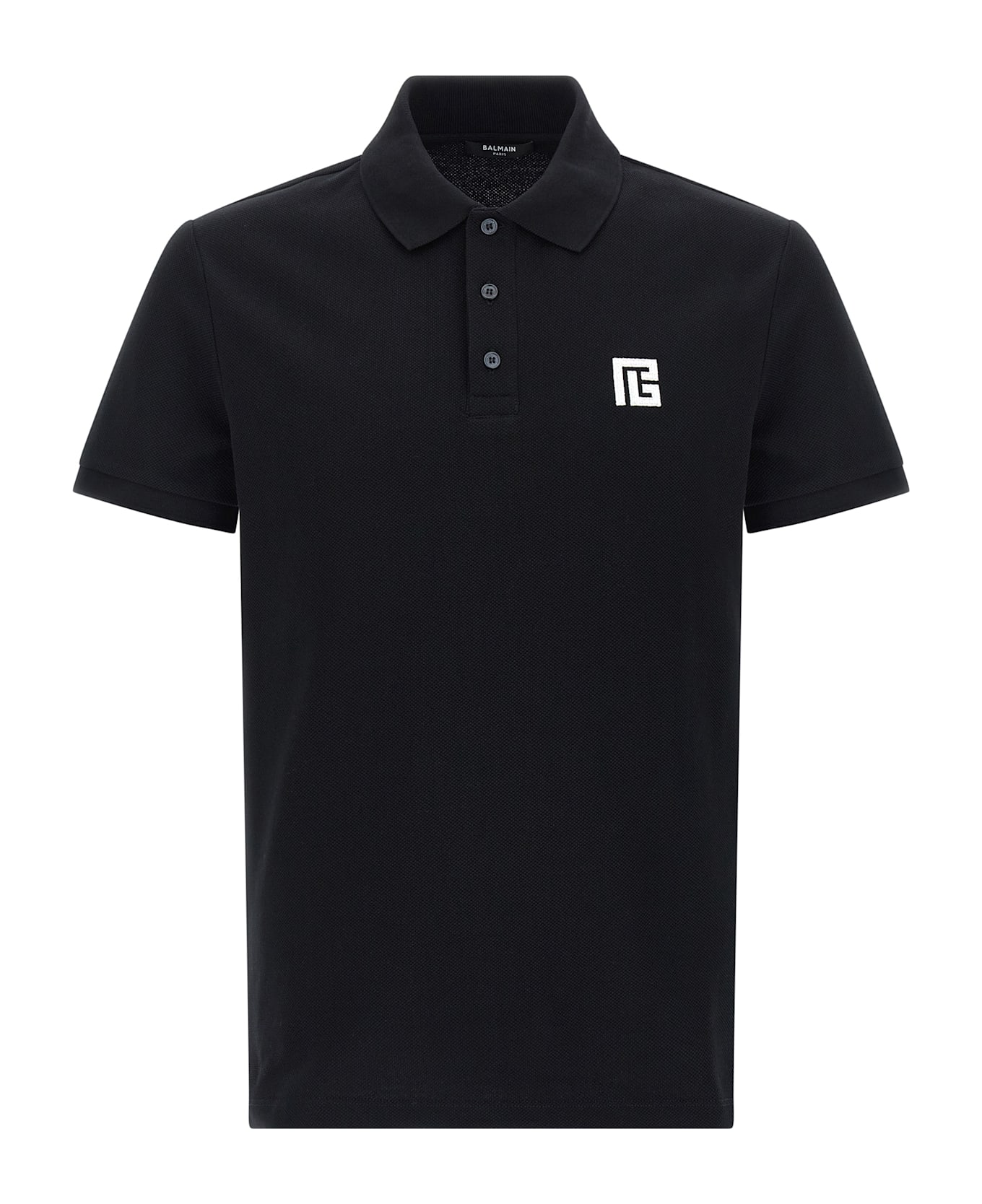 Balmain Embroidery Polo Shirt - White/Black