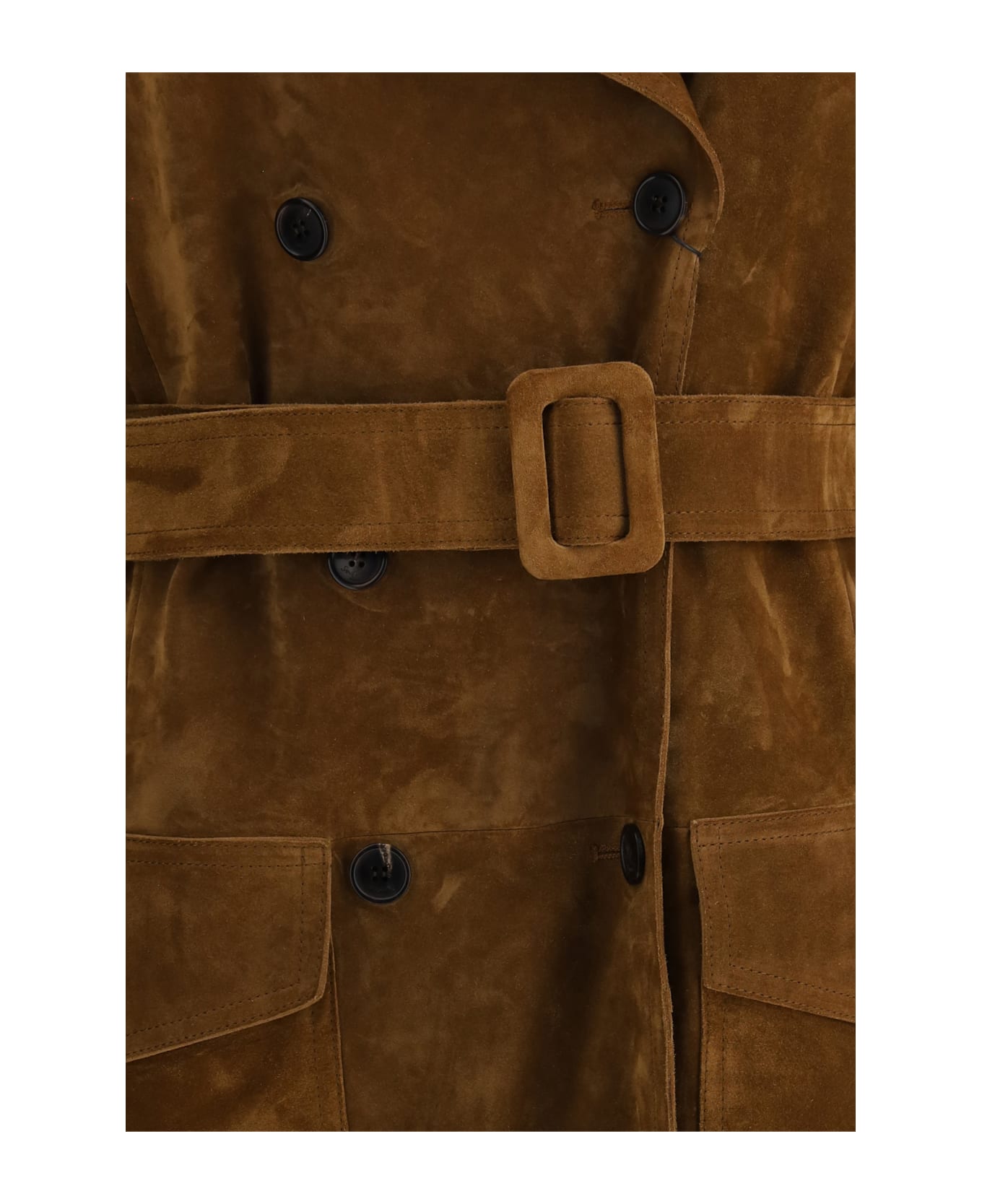 Saint Laurent Suede Trench Coat - BROWN