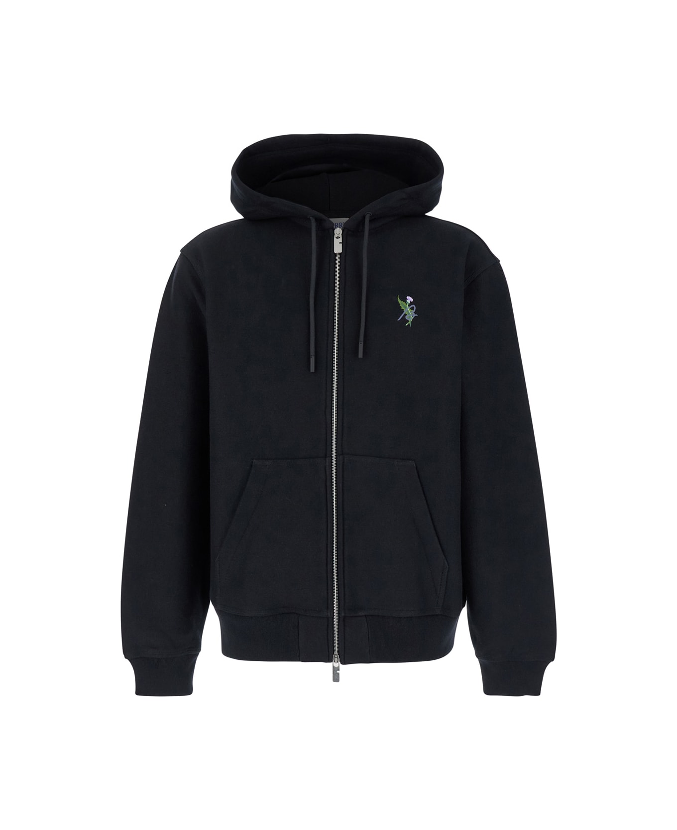 Burberry Black Hoodie With Embroidered Logo On The Rear In Cotton Man - COAL