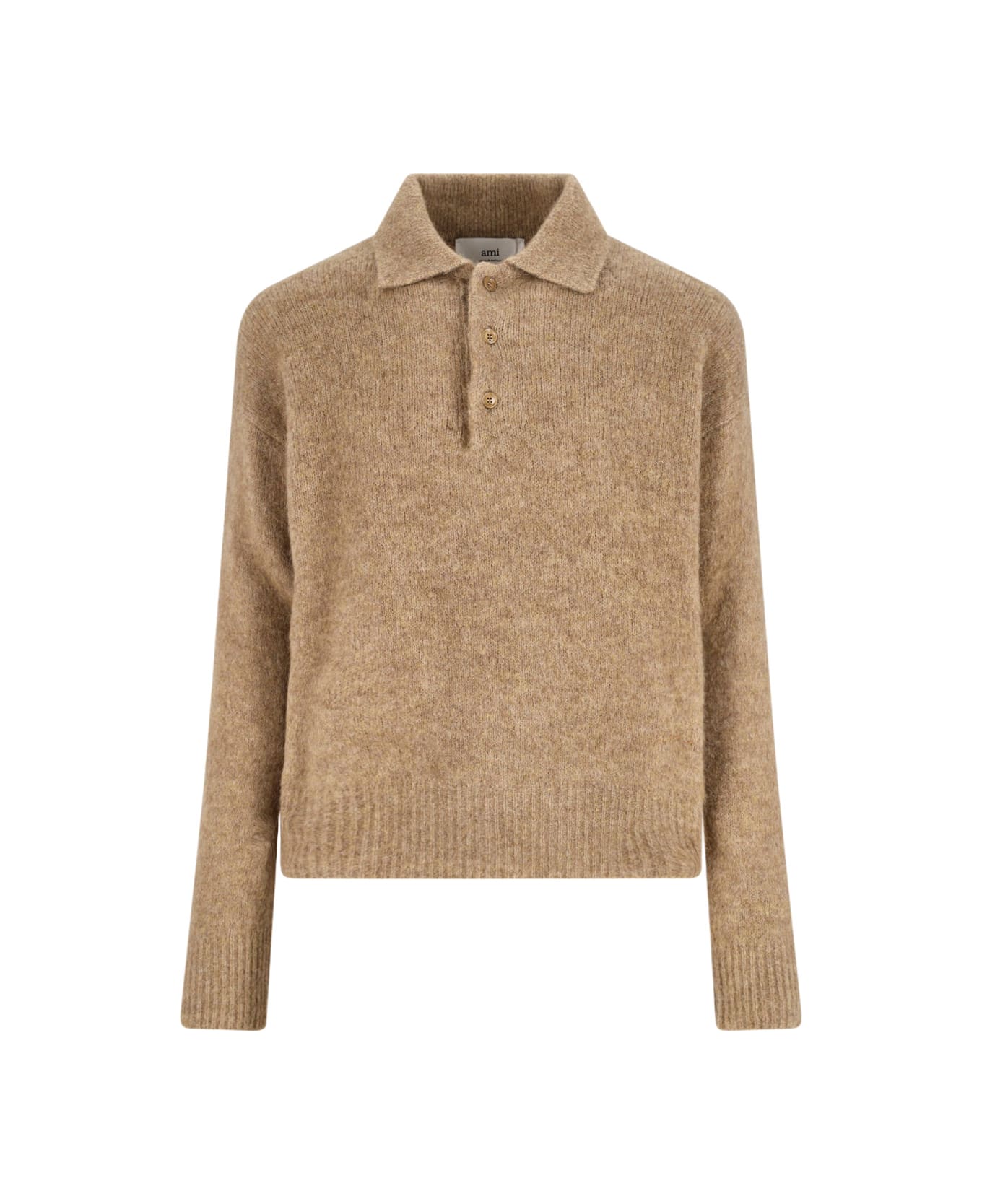 Ami Alexandre Mattiussi Alpaca Blend Polo Shirt - BROWN