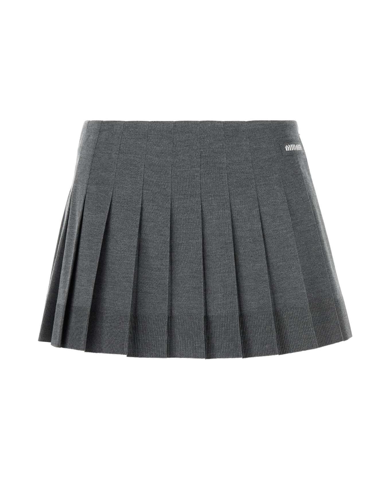 Miu Miu Dark Grey Silk Blend Mini Skirt - ARDESIABIANCO