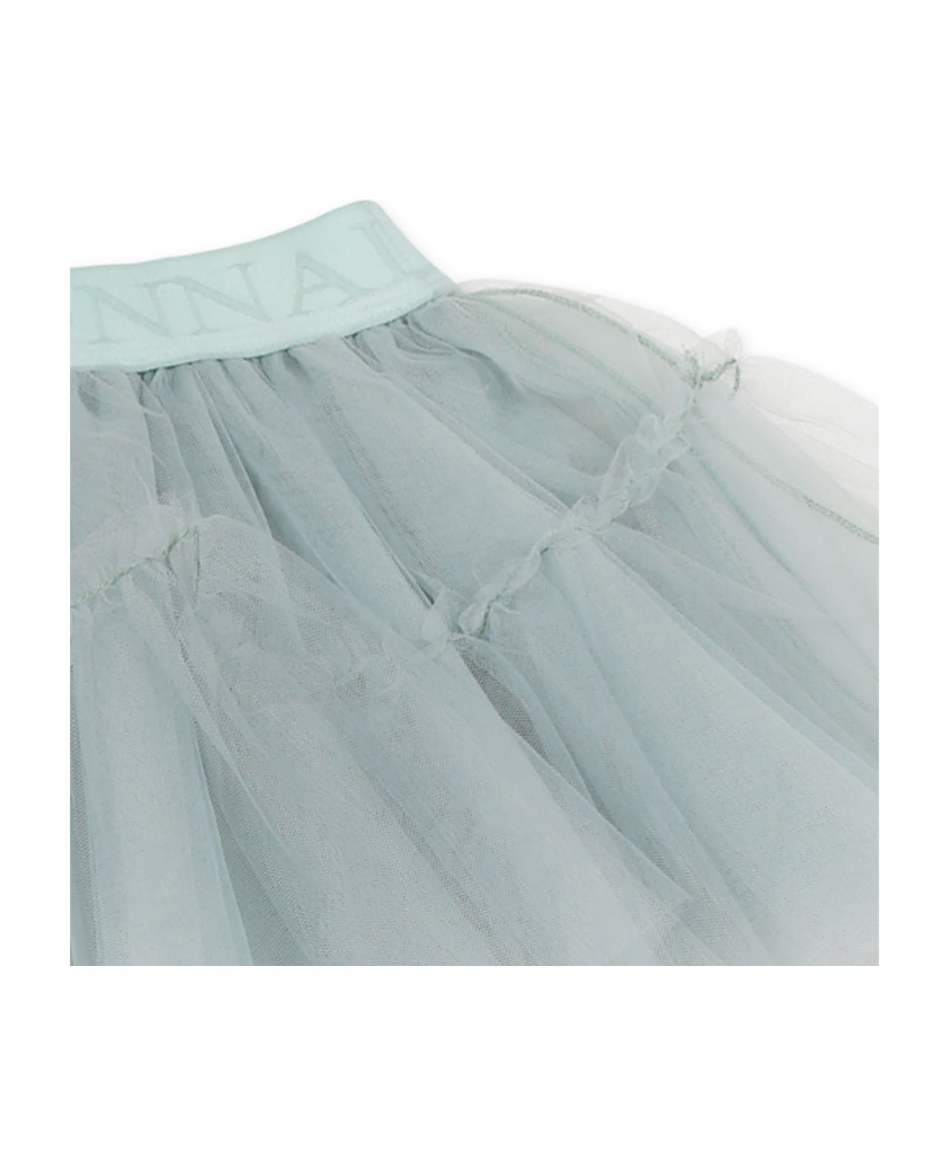 Monnalisa Light Blue Skirt For Baby Girl With Logo - Light Blue