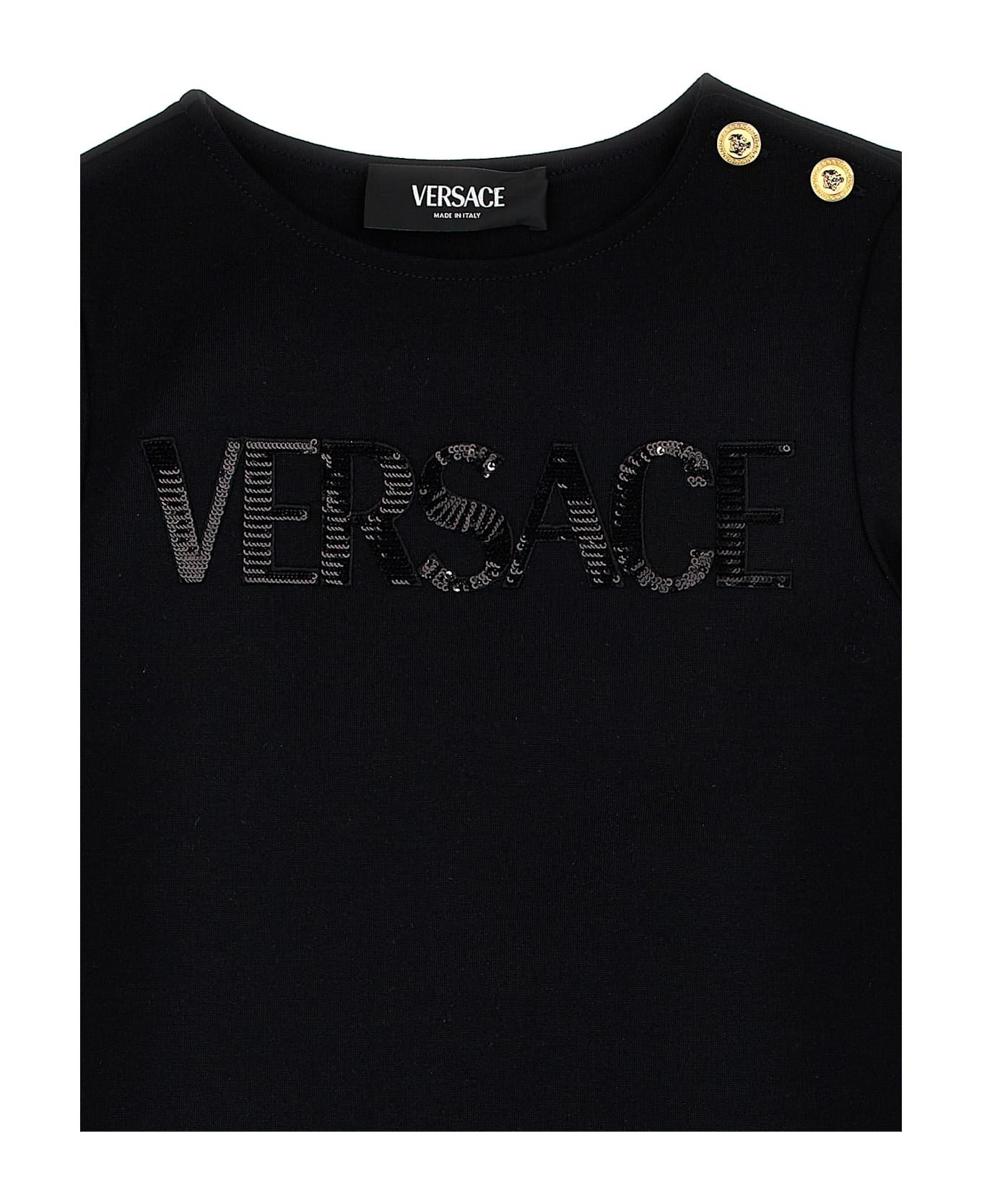 Versace Sequin Logo Dress - Black  