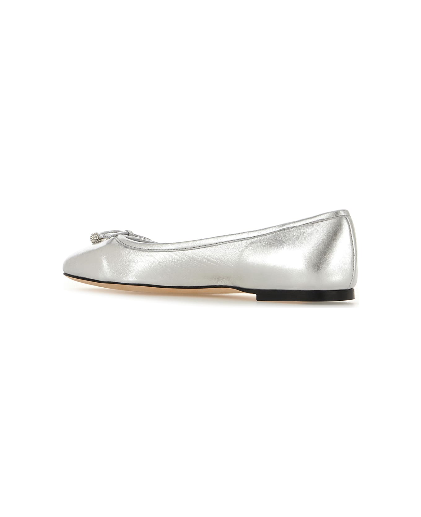 Jimmy Choo Silver Nappa Leather Ballerinas - SILVER