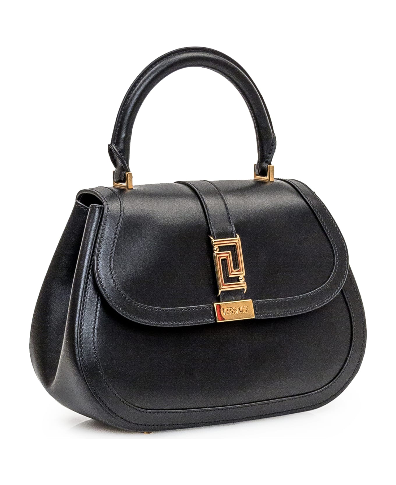 Versace Medium Calf Leather Handbag - Black トートバッグ