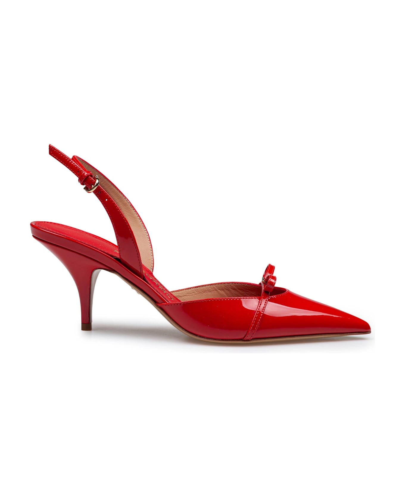 Ferragamo Slingback Gilla 70 In Patent Leather Color Red - Flame Red 
