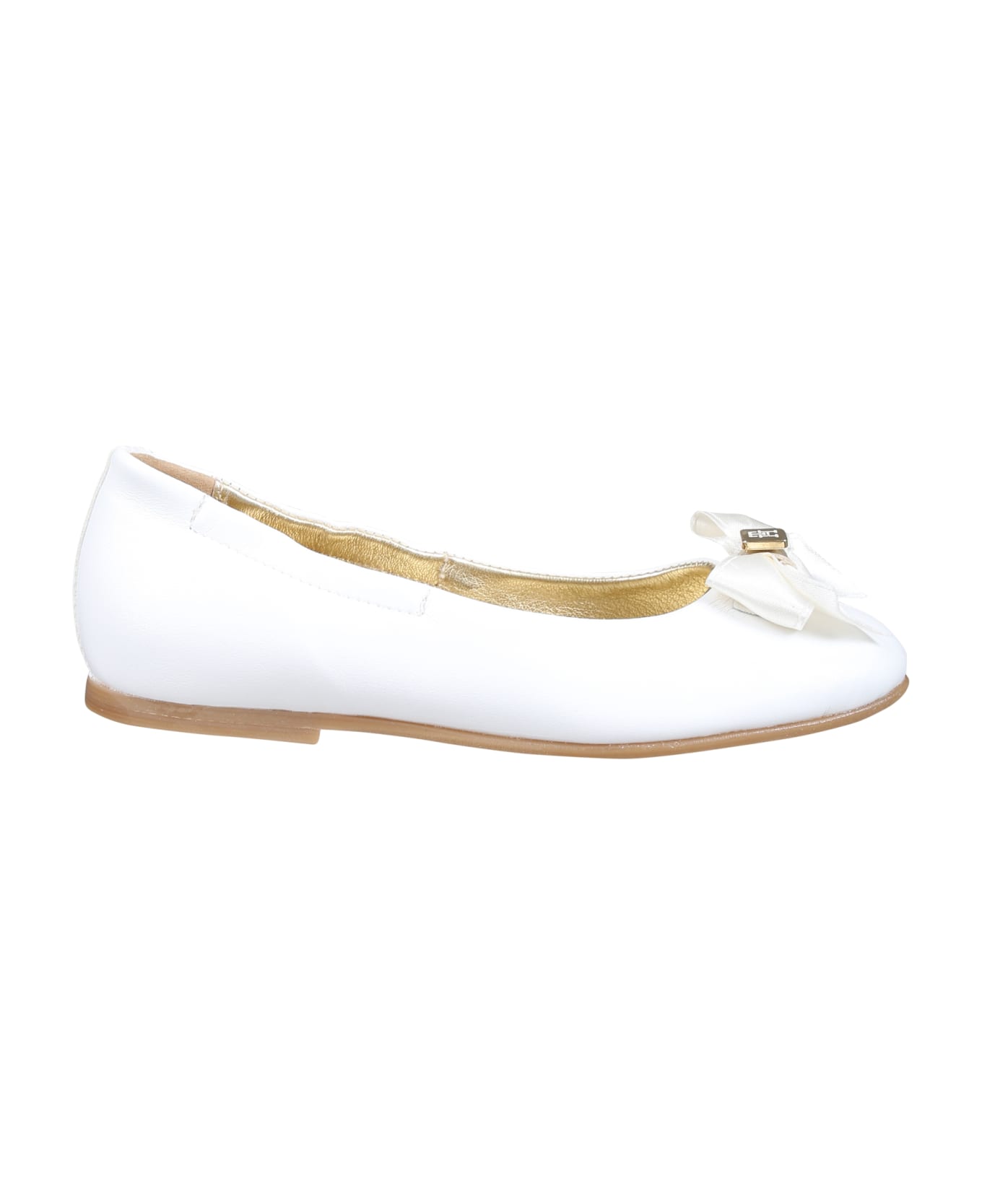 Tommy Hilfiger White Ballerines For Girl With Bow And Logo - White シューズ