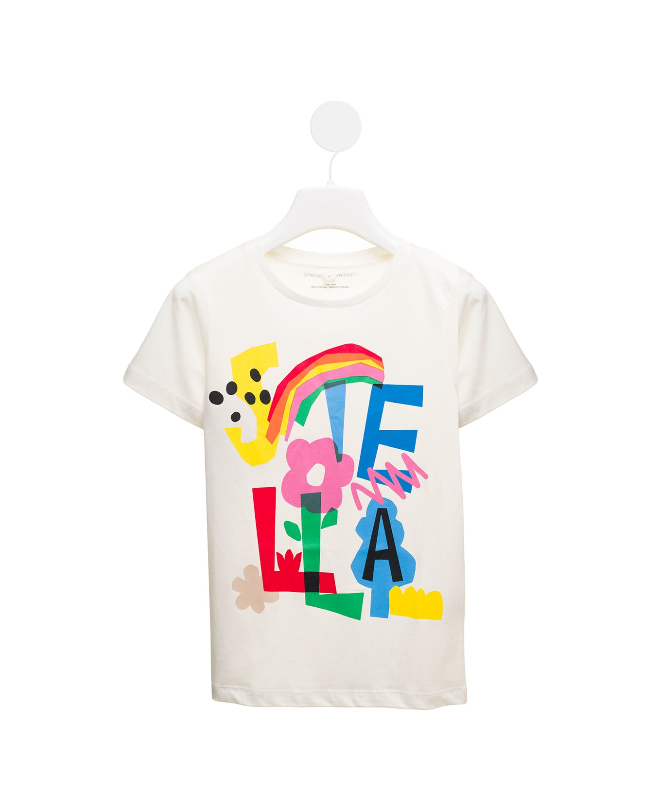 Stella McCartney Kids White Cotton T-shirt With Multicolor Logo Girl Stella Mccartney Kids - White