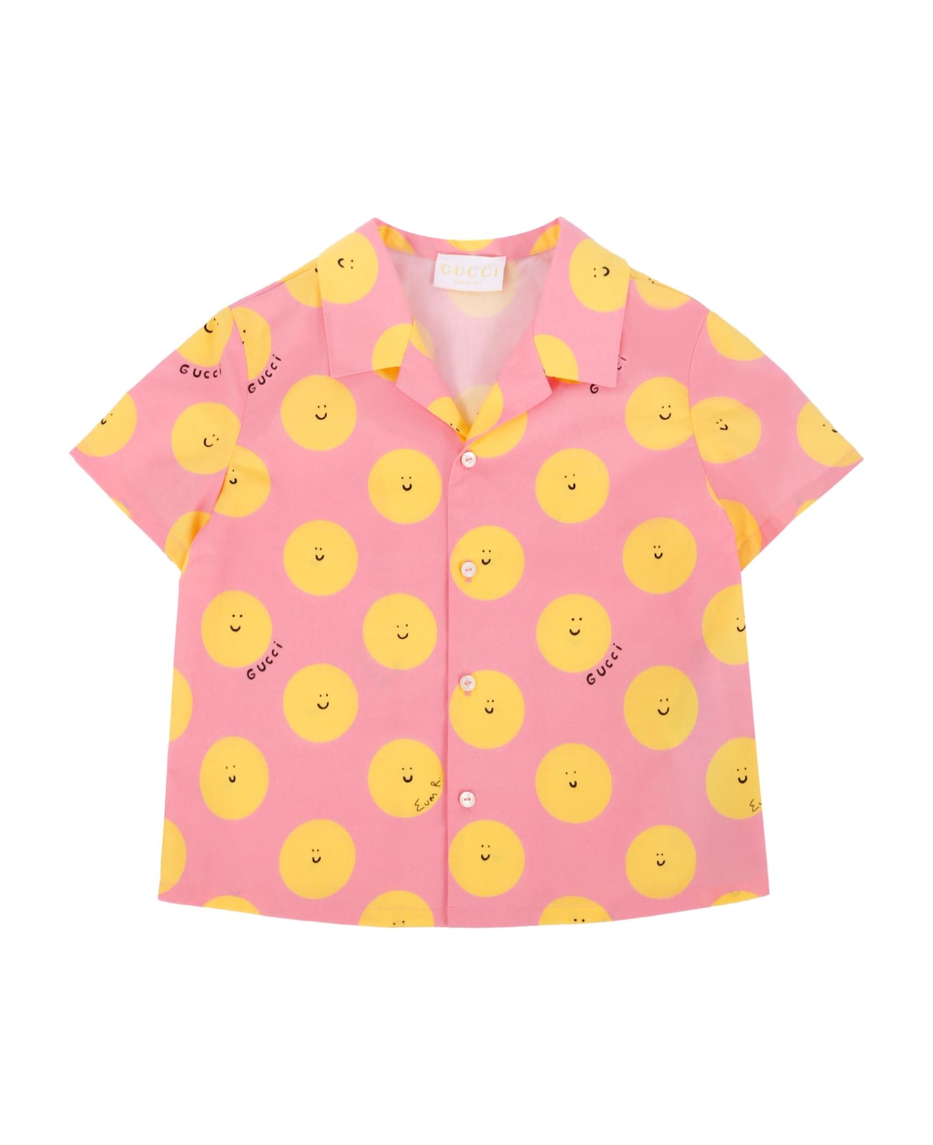 Gucci Pink Shirt For Baby Girl With Sun - Pink