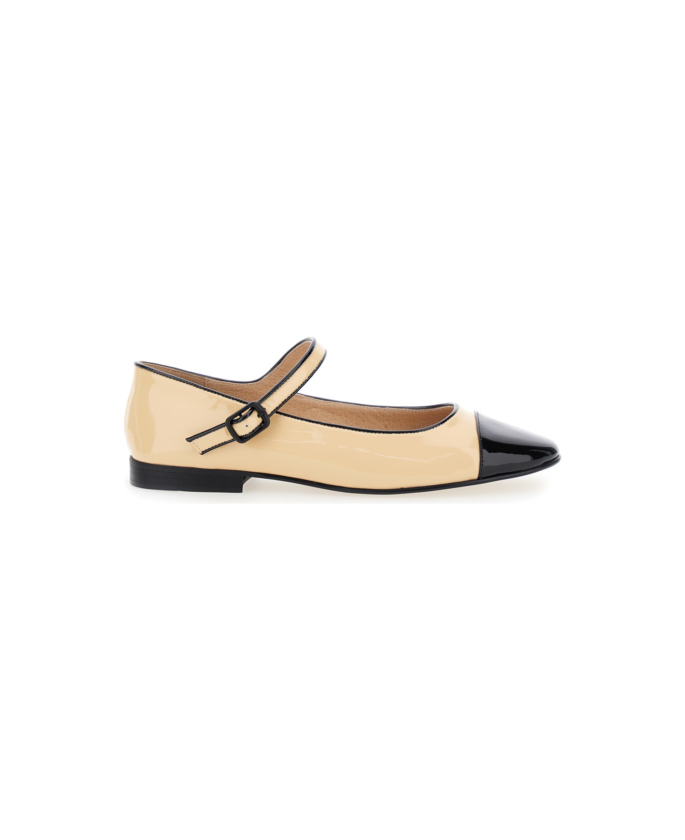 Jeffrey Campbell Curvet
 Beige Ballet Shoes With Contrasting Toe In Patent Leather Woman - Beige