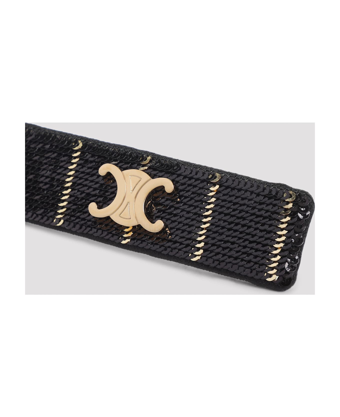 Celine Striped Sequins Hair Clip - Gs Black Gold Smoke