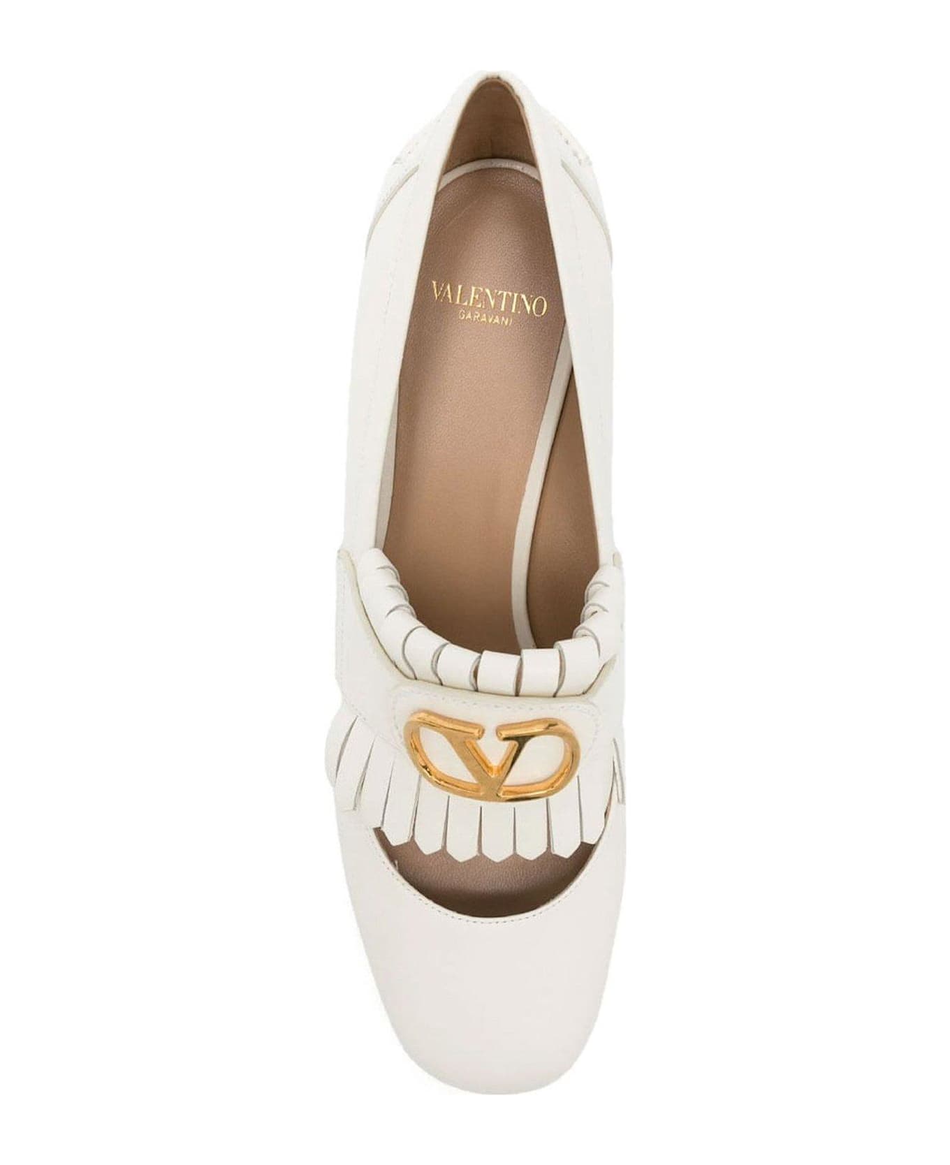 Valentino Garavani Vlogo Signature Fringe Detailed Pumps - White