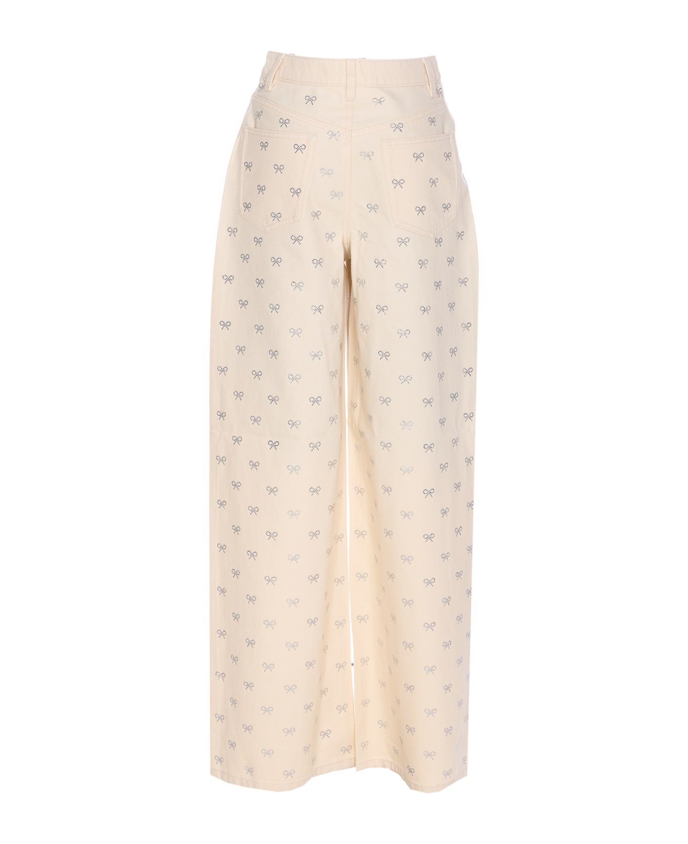 self-portrait Diamante Bow Jeans - White