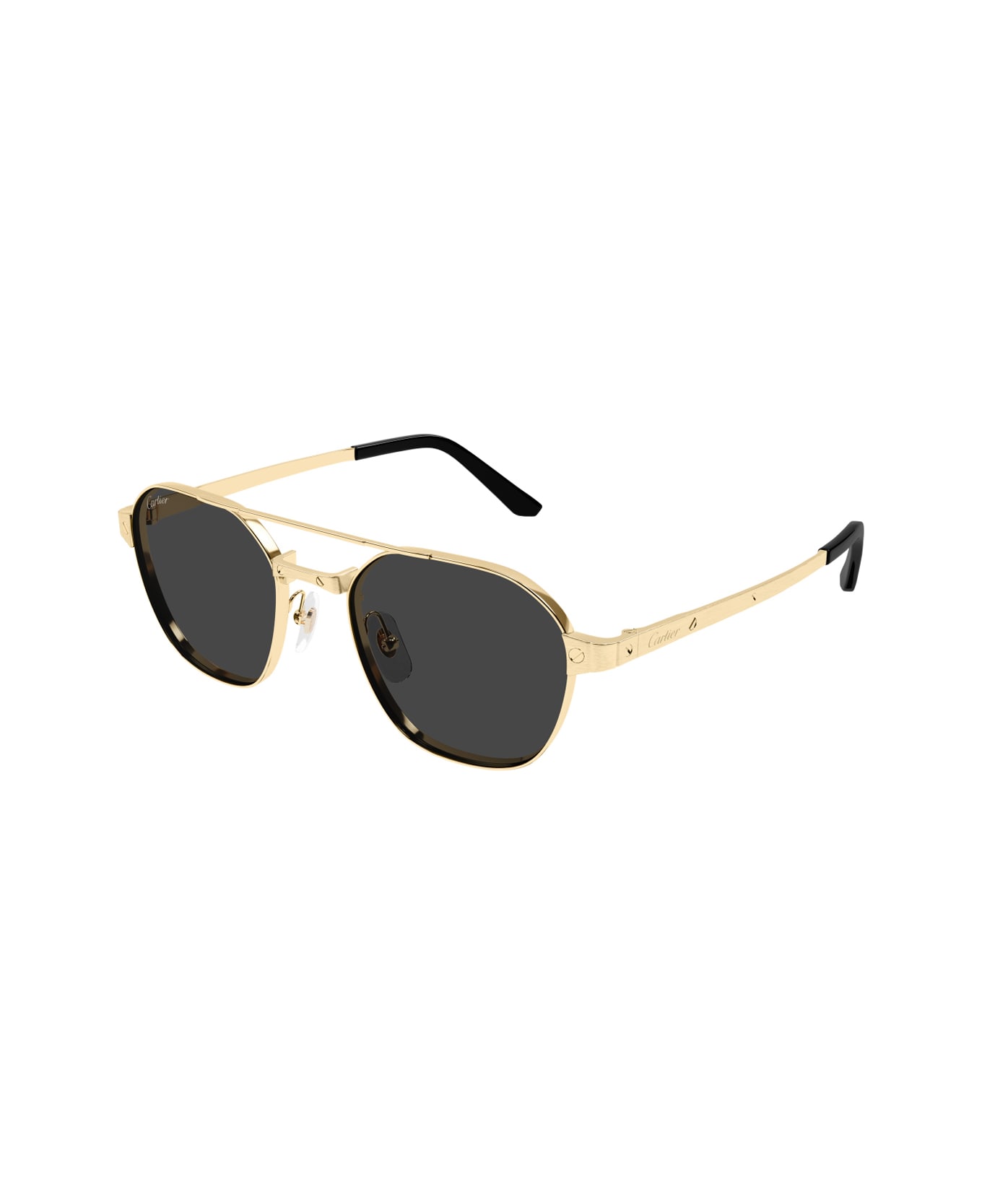 Cartier Eyewear Cartier Ct0571s Santos De Cartier 001 Gold Smoke Polarizzato Sunglasses - Oro