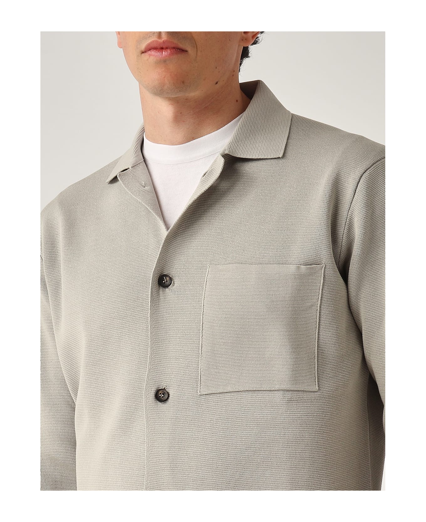 Filippo De Laurentiis Overshirt In Maglia M/l In Crepe Cotton Blazer - GRIGIO CHIARO