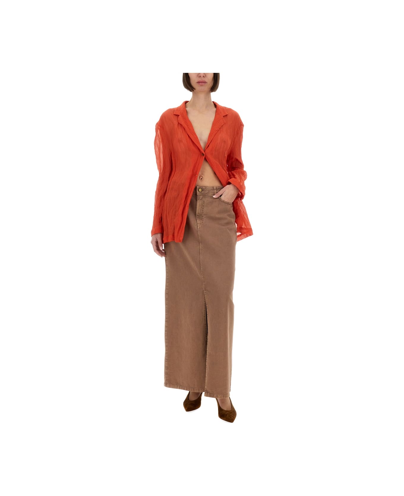 Alysi Wrinkled Effect Shirt - RED