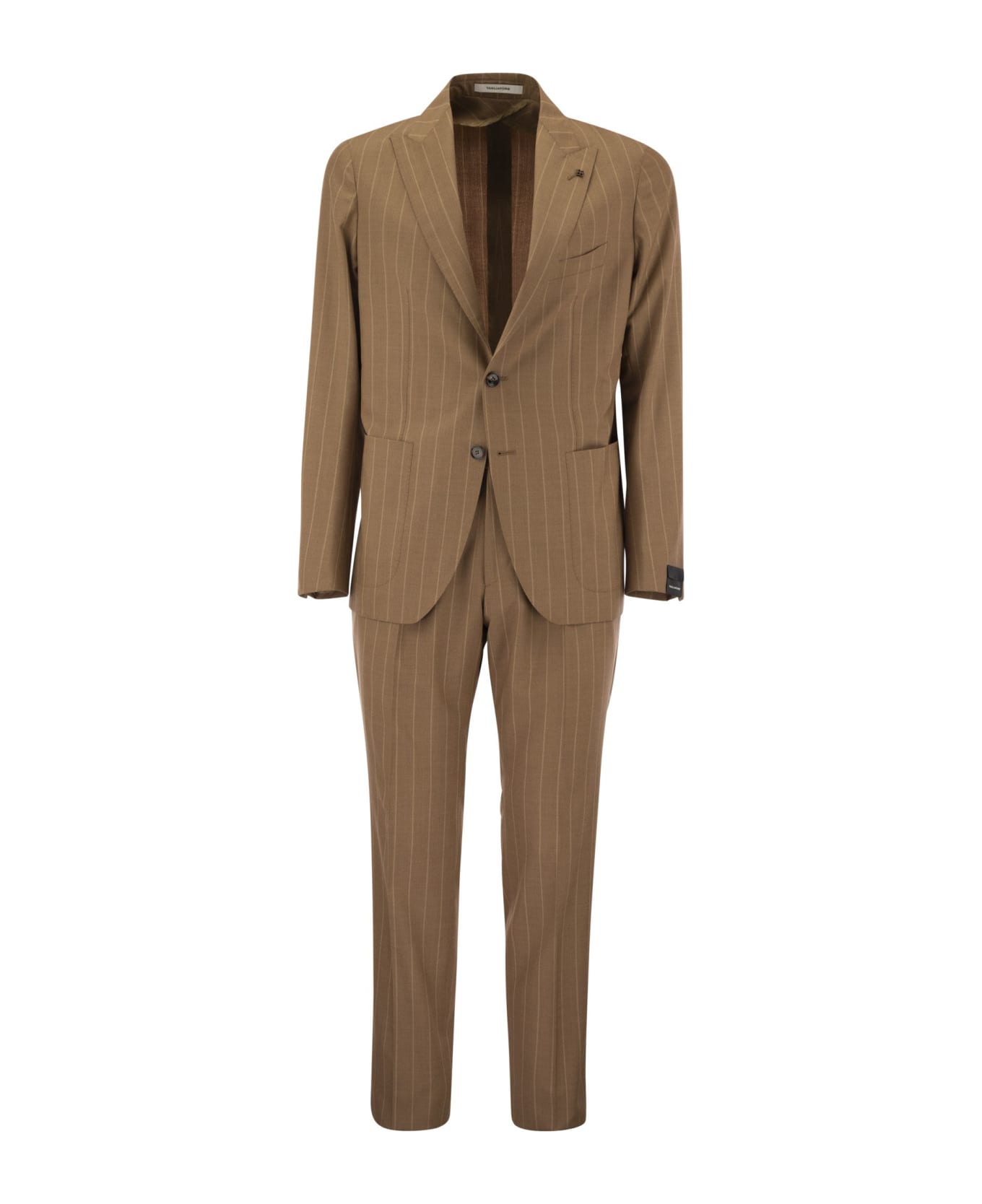 Tagliatore Pinstripe Suit In Wool And Silk - Cognac スーツ