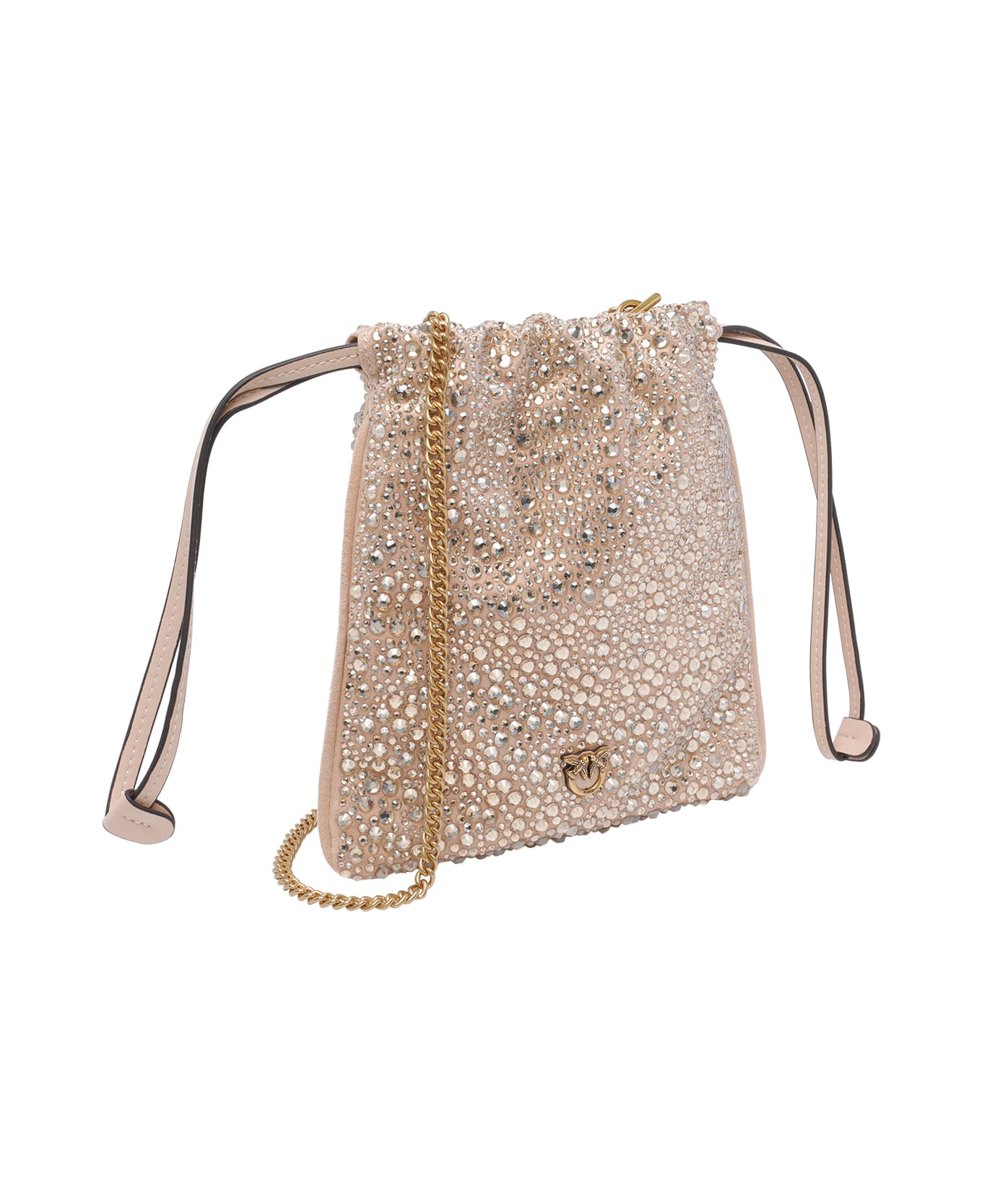 Pinko Slouchy Fully Rhinestoned Shoulder Pouch - White
