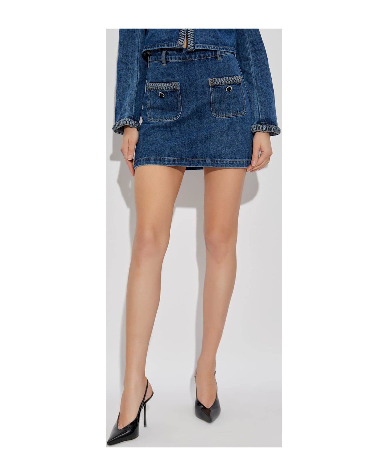 self-portrait Denim Skirt - BLUE