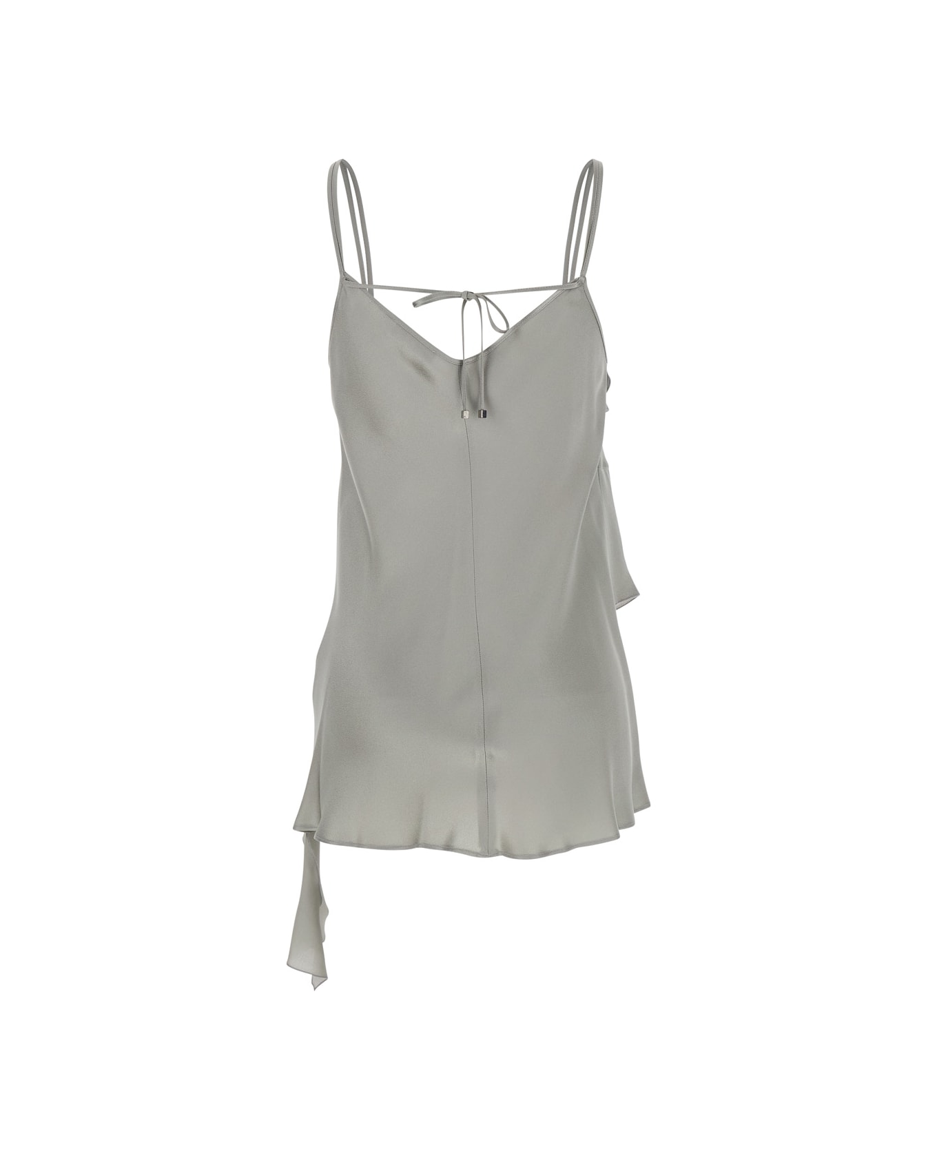 Antonelli 
danimarca
 Gray Top With Adjustable Spaghetti Straps And Front Asymmetric Ruffle In Satin Woman - Grey