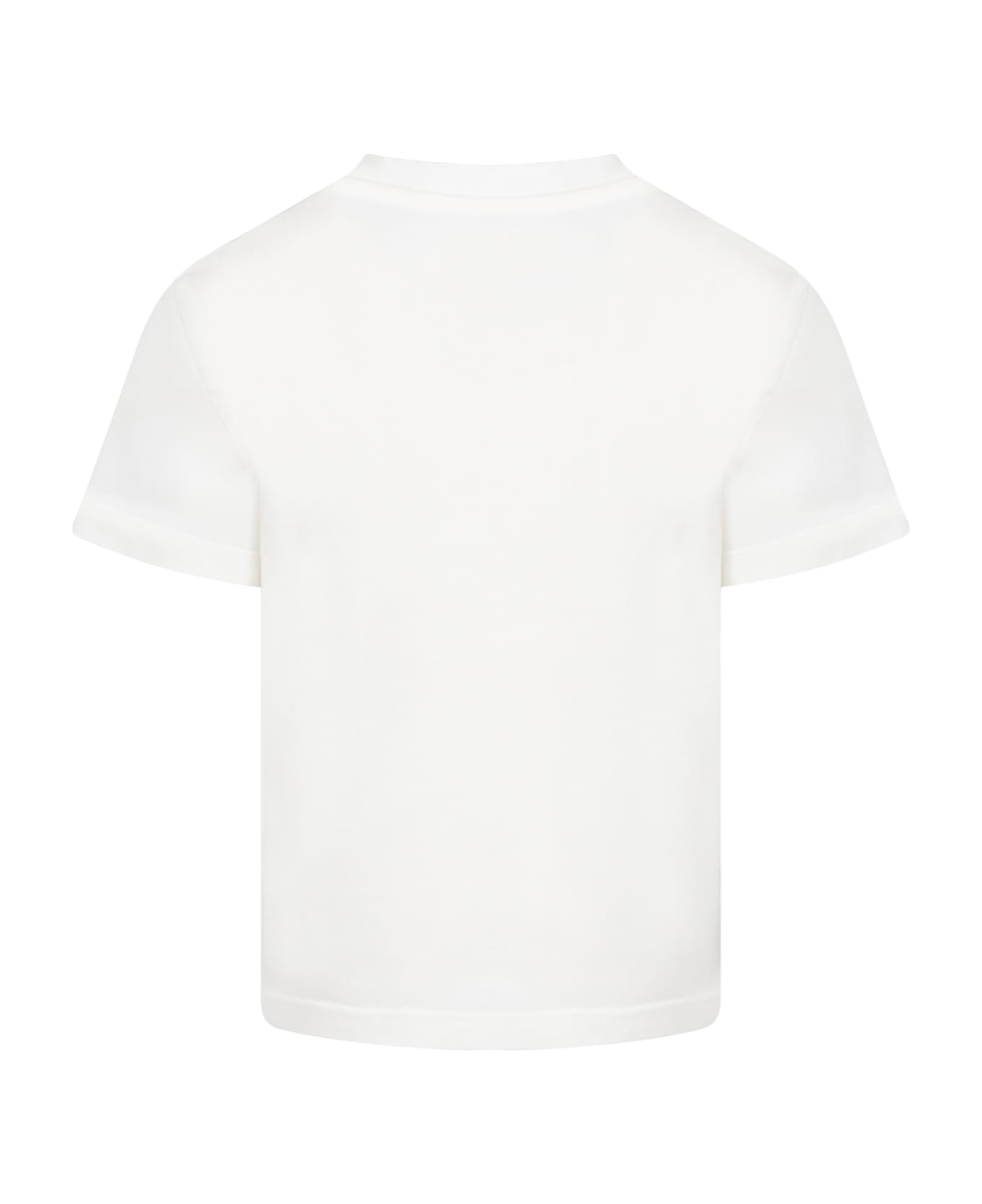 Dolce & Gabbana White T-shirt For Kids With Black Print And Logo - WHITE