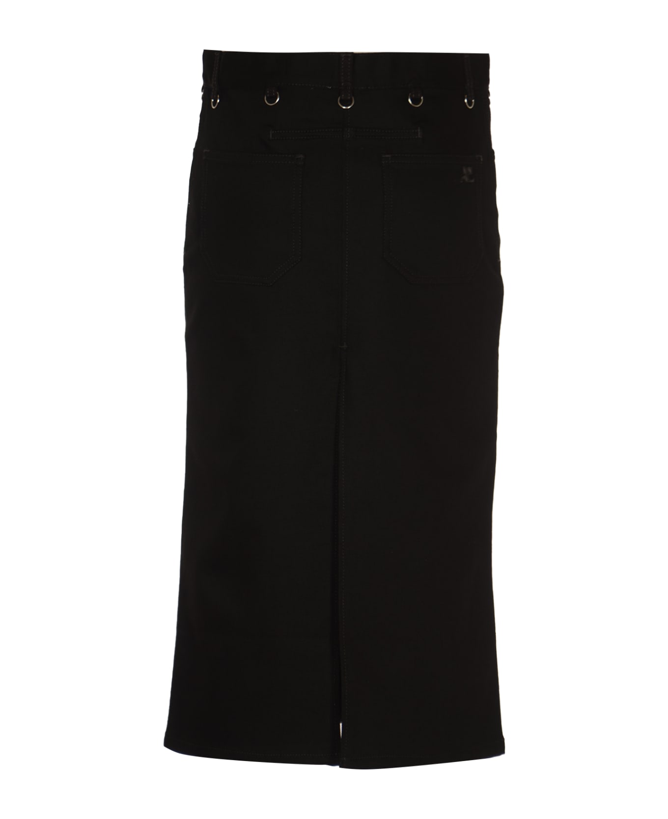 Courrèges Long Buttoned Skirt - Black