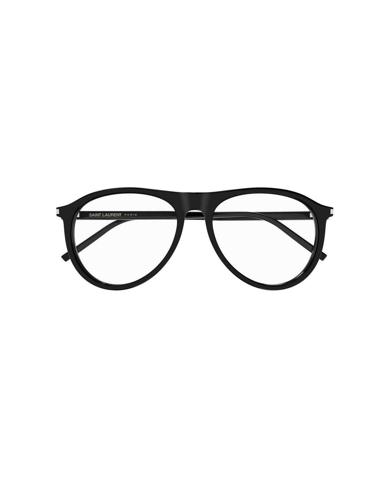 Saint Laurent Eyewear Aviator Frame Glasses - 001 black black transpare