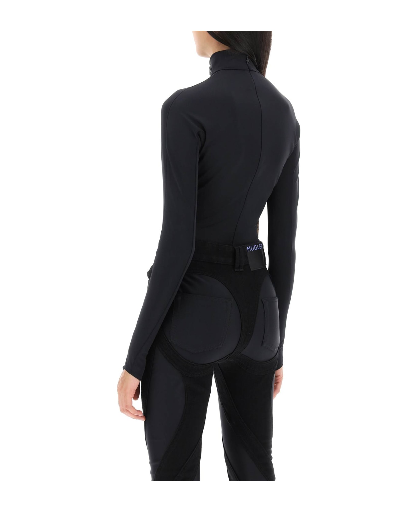 Mugler Bodysuit With Stand Collar - BLACK (Black) ボディスーツ