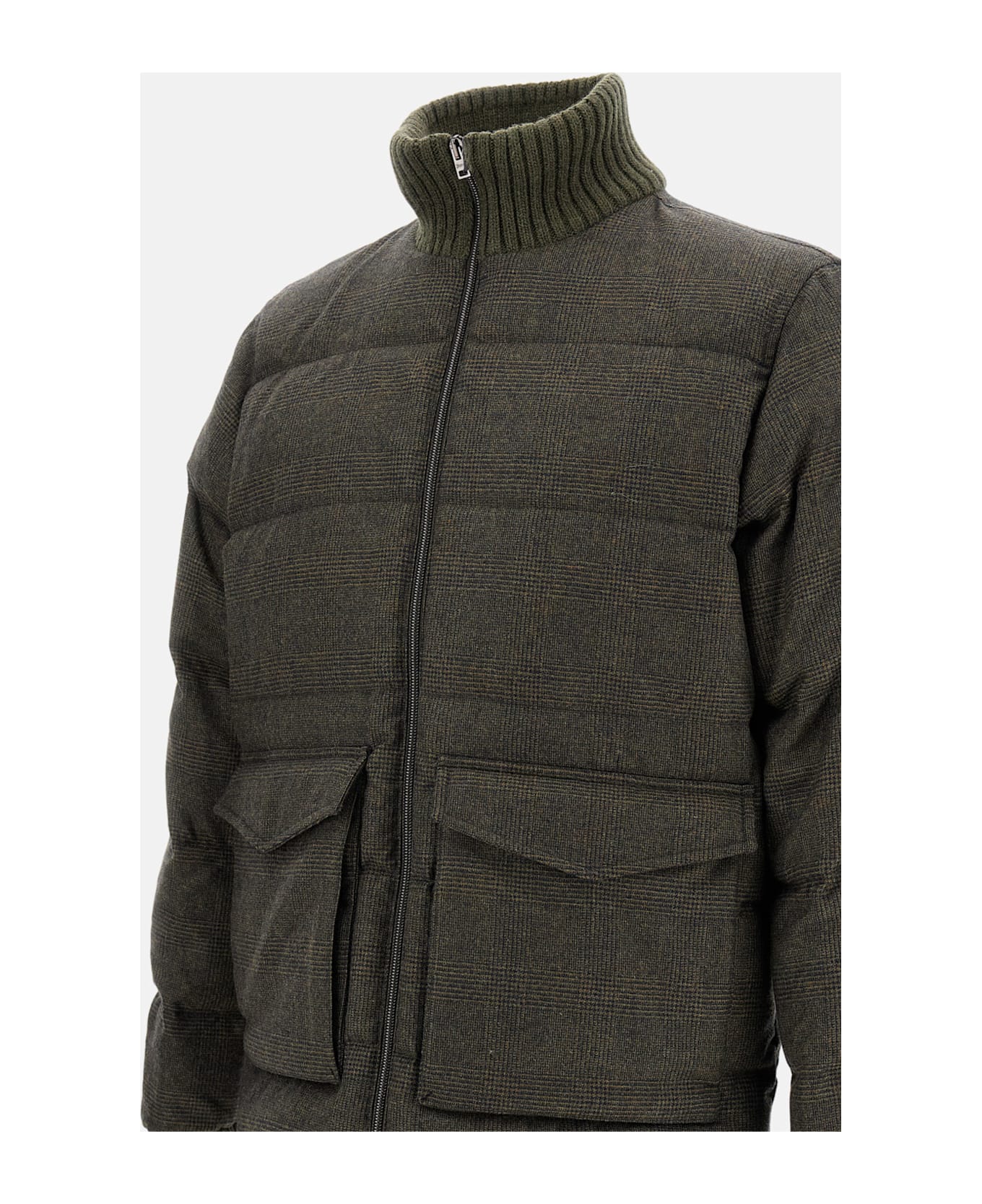 Herno Puffer Bomber In Wool - Green