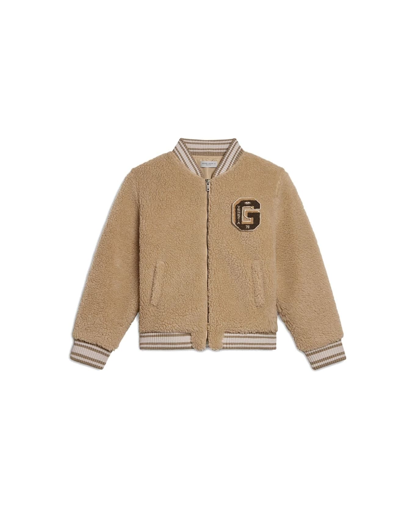 Golden Goose Bomber Con Applicazione - Beige