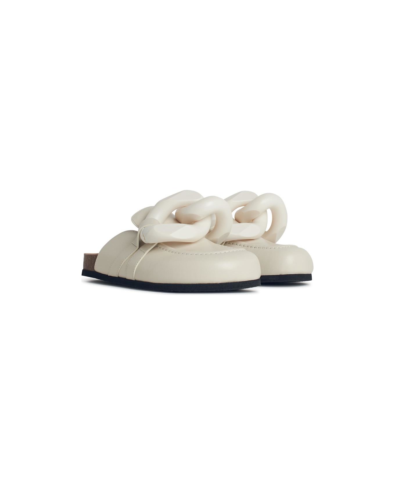 J.W. Anderson 'chain' Ivory Leather Slippers - Ivory