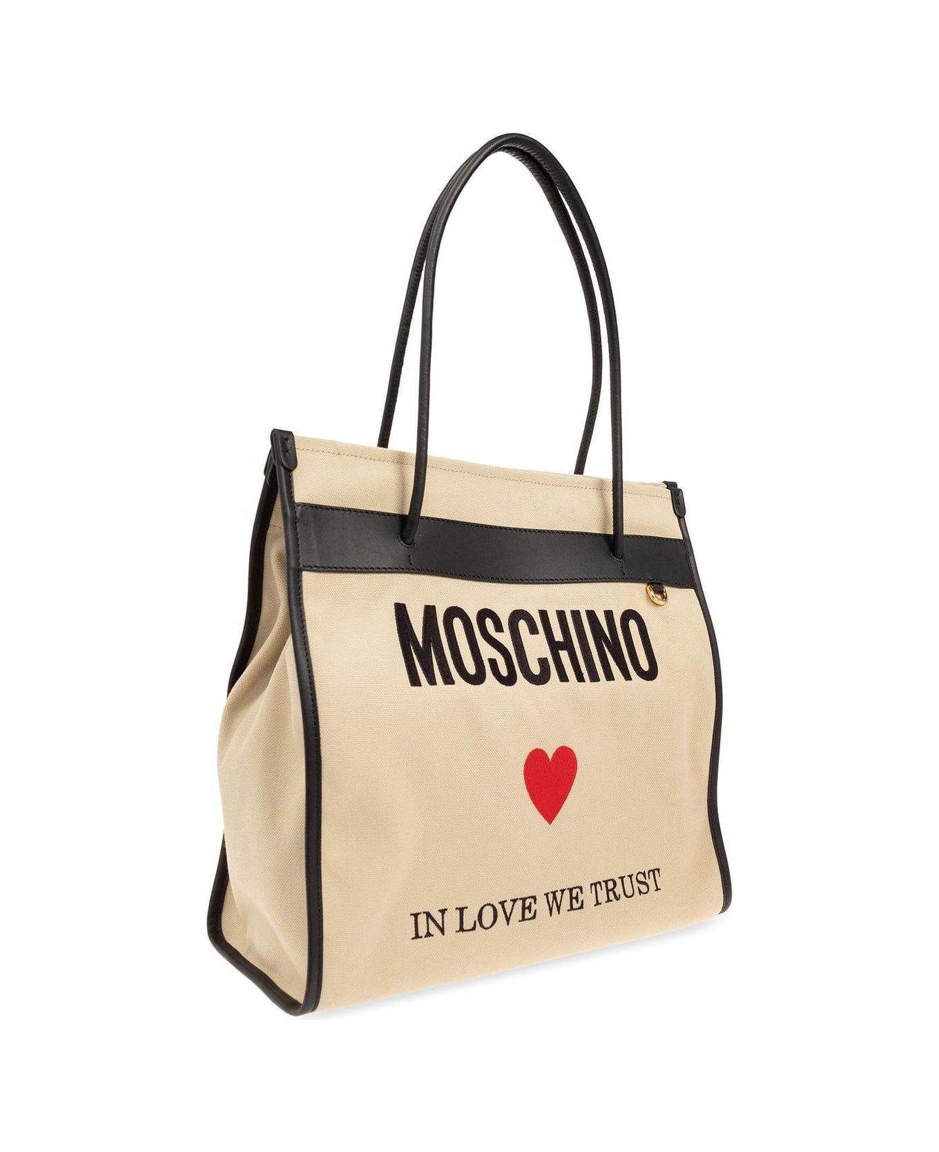 Moschino Open-top Shopper Bag - BEIGE