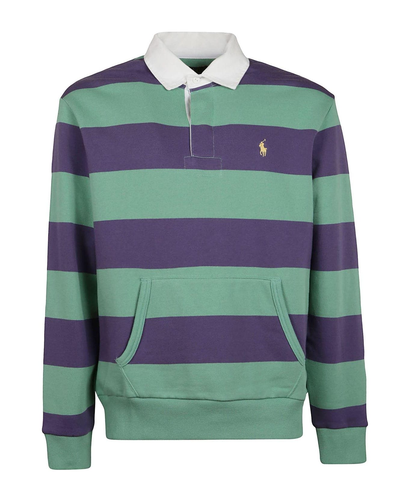 Ralph Lauren Striped Long-sleeved Sweatshirt - Haven Green Juneberry