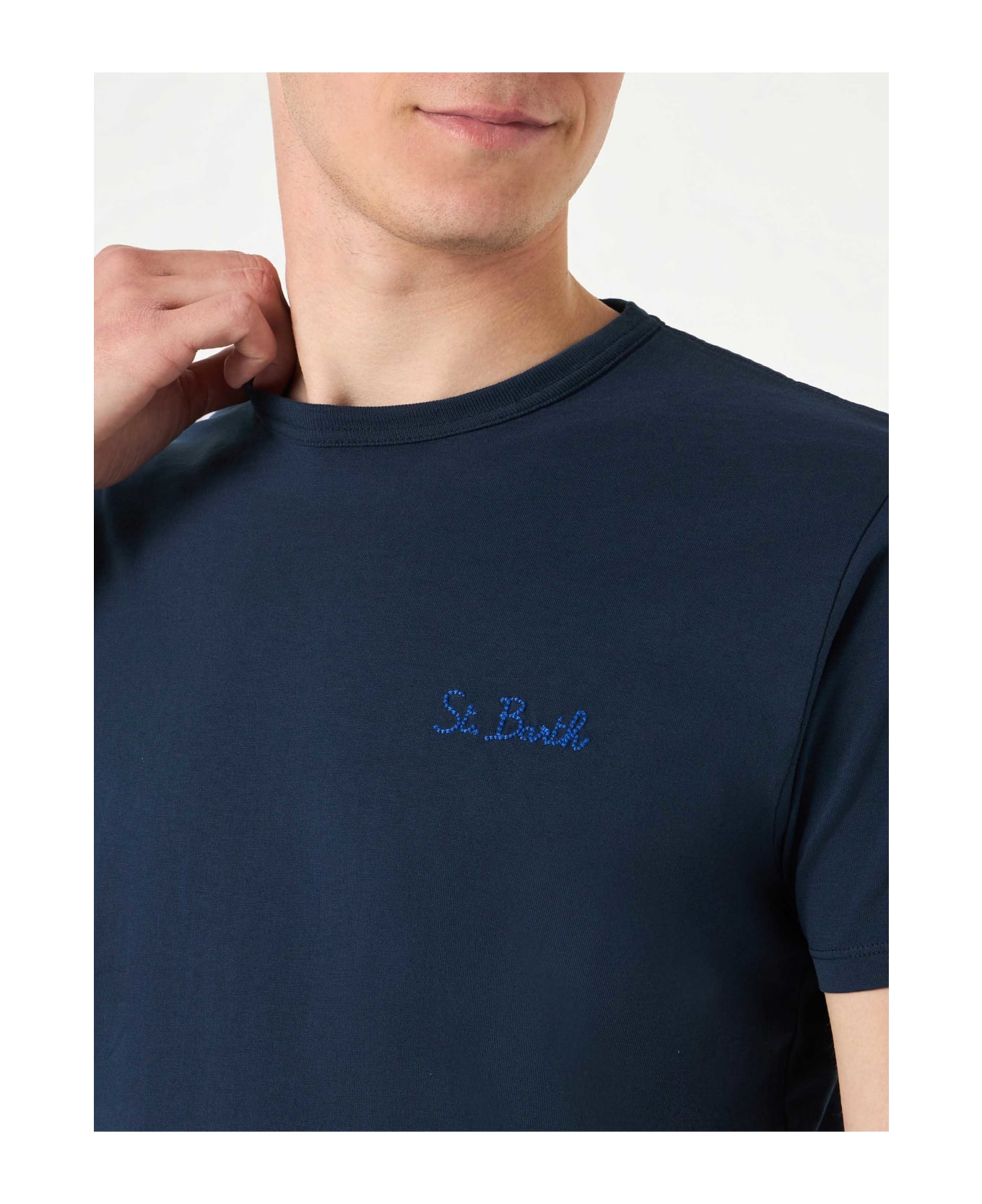 MC2 Saint Barth Garment Dyed Blue Man T-shirt - BLUE