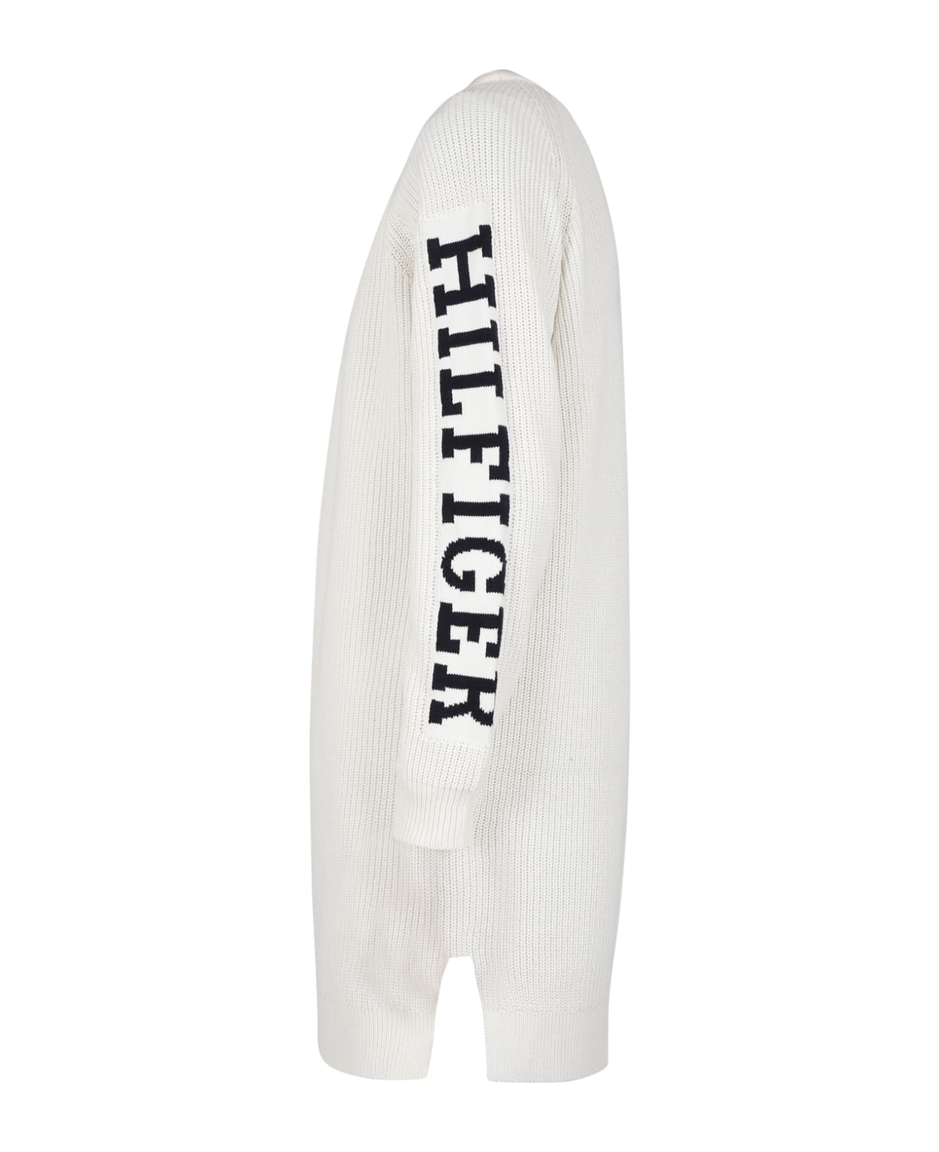 Tommy Hilfiger White Dress For Girl With Logo - White